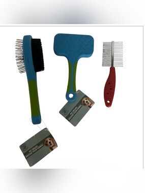 3-Piece Dog Grooming Kit - Blue, Green & Red